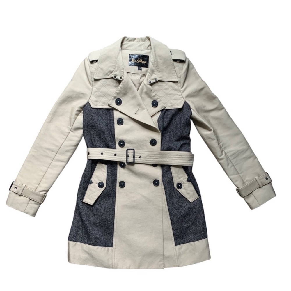 Sam Edelman Tan & Gray Trench Coat S